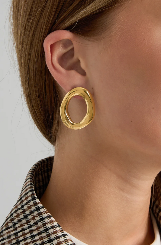 Boucles d'Oreilles Ovales Dorées