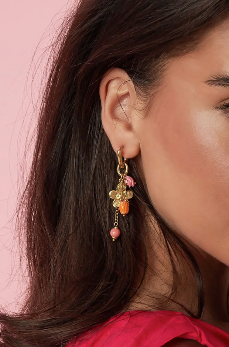 Boucles d'Oreilles Charms Fleurs & Perles