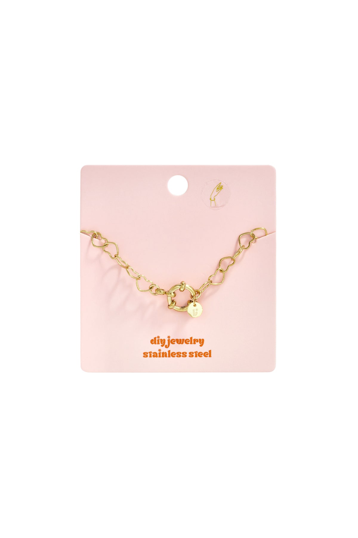 Bracelet avec fermoir avant et maillons en forme de cœur