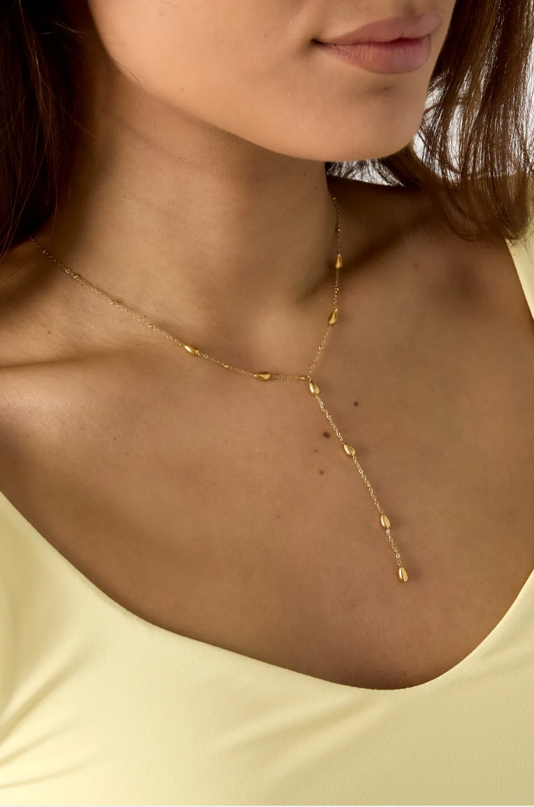 Collier Chaîne Y Gouttes Dorées