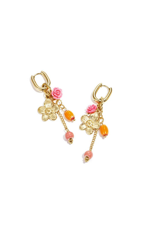 Boucles d'Oreilles Charms Fleurs & Perles