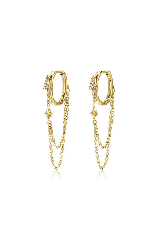 Boucles d'oreilles pendantes en acier inoxydable, chaîne, collection Simple Daily Simple, bijoux pour femmes