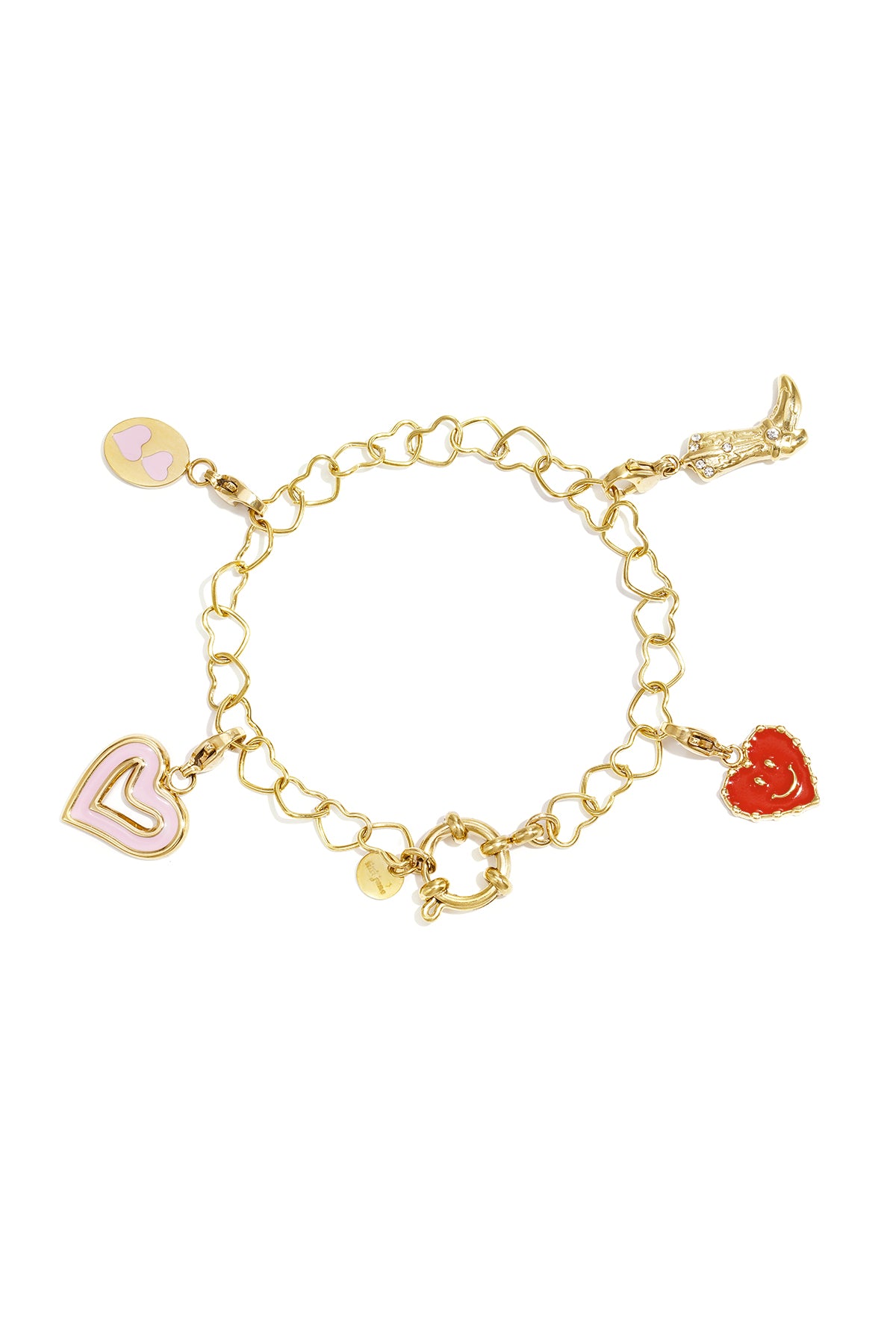 Bracelet avec fermoir avant et maillons en forme de cœur